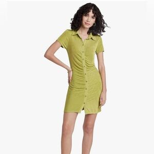 Figure-flattering green ruched bodycon dress EUC